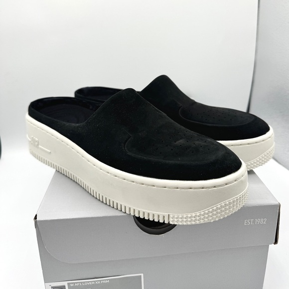 NWT Nike Air Force 1 Lover XX Black Suede Leather Slip On Mule Platform Sneakers - Picture 4 of 16